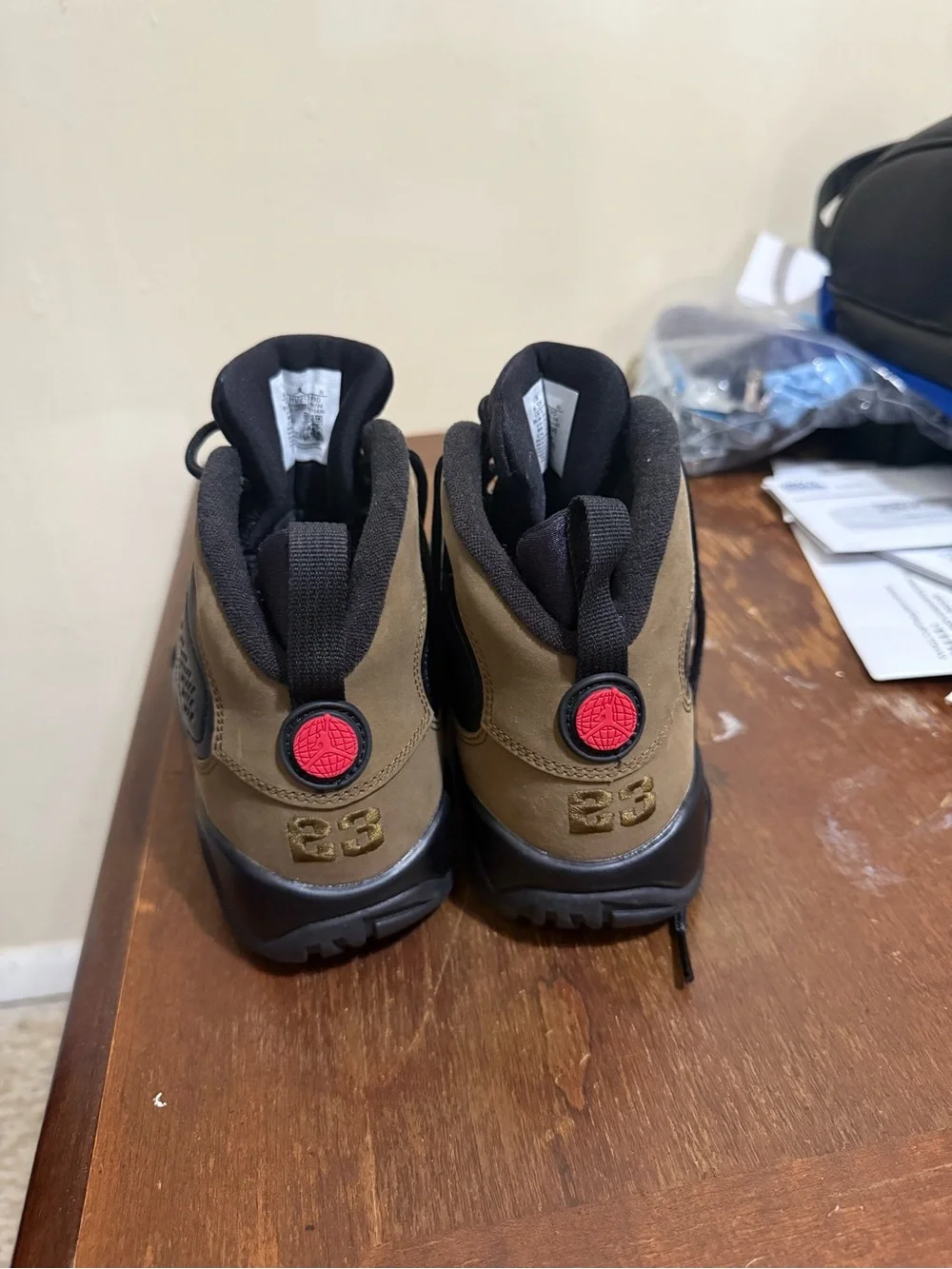 Jordan Men's High-Top Sneakers in Black, Olive, and Red